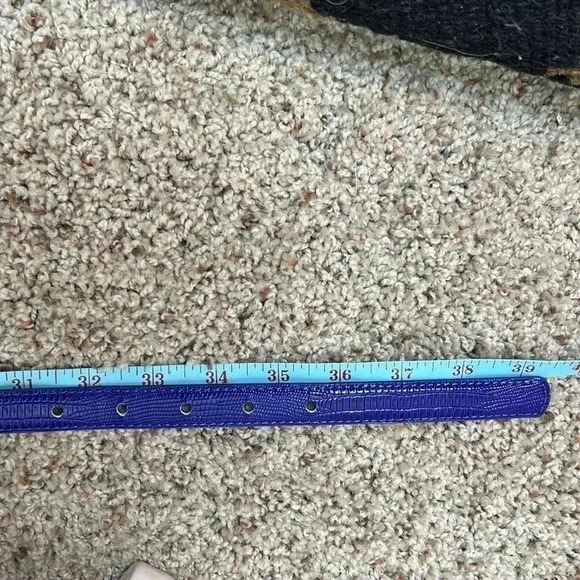 Banana Republic Women’s Vegan Grape Purple Reptile Embossed Belt Silver Buckle - Picture 9 of 9